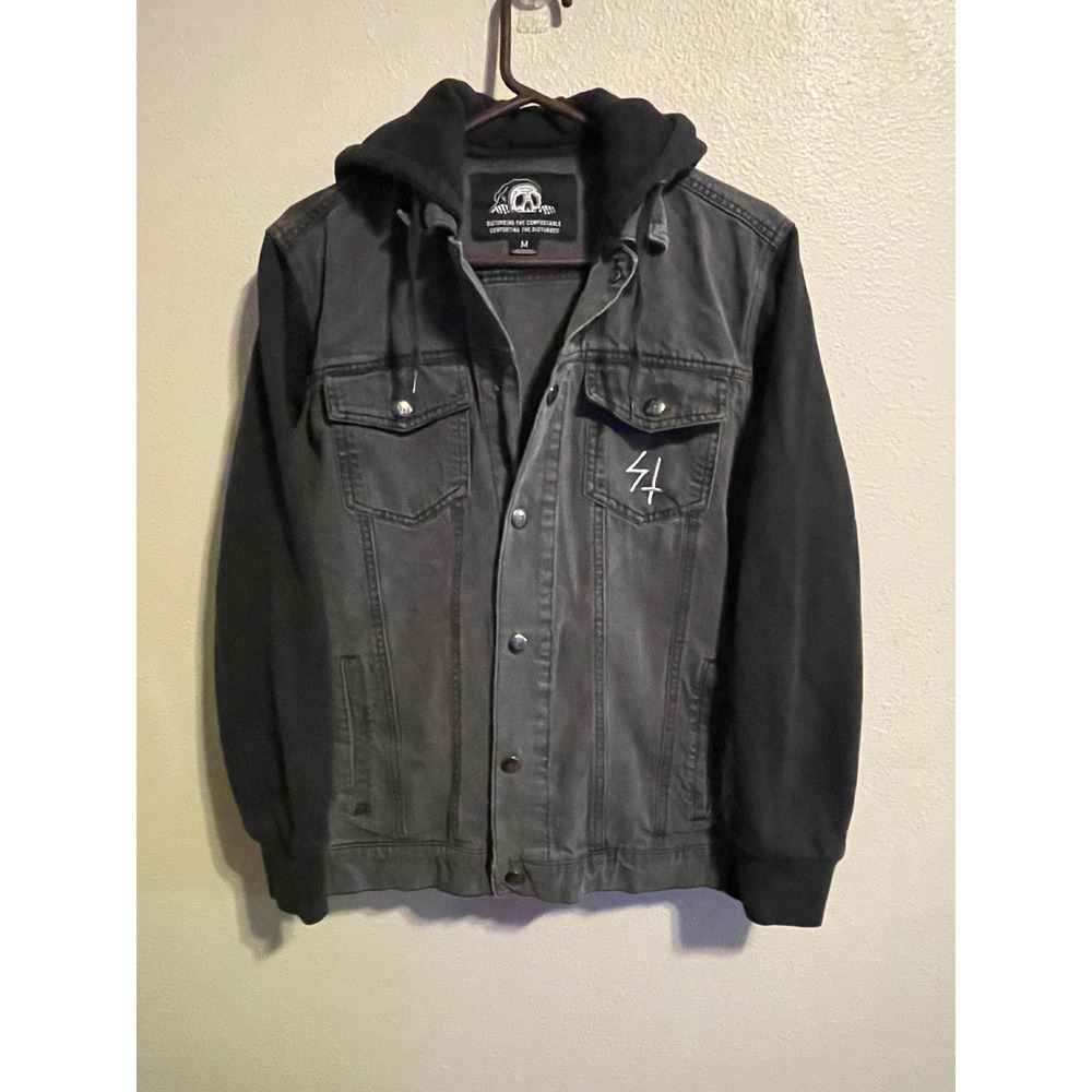 Sketchy Tank Lurking Class Mens Grey Denim Hooded Jacket Tiger Bunny Graphic M